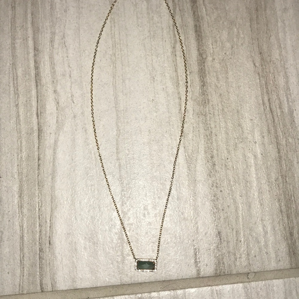 Super cute teal necklace with gold chain
